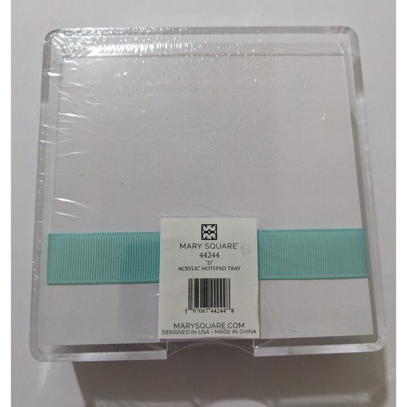Blue Stripe Monogram Initial D 5 x 5 Paper Note Pad Acrylic Tray New - Picture 4 of 5